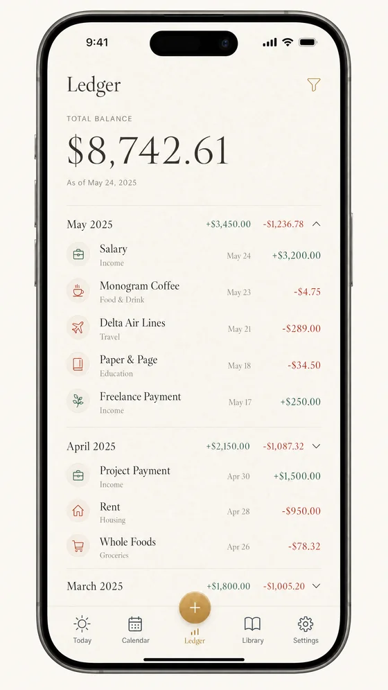 我的日迹账本页面